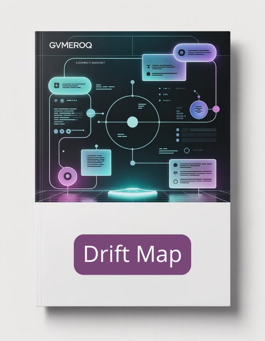 Gymeroq Drift Map book cover with futuristic design elements on a white background