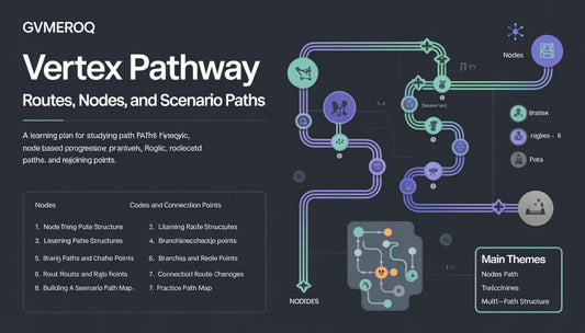 Diagram of 'Vertex Pathway' with routes, nodes, and scenario paths on a dark background